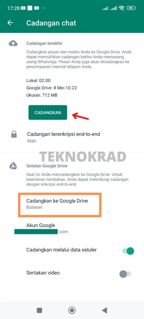 cara melihat cadangan whatsapp di google drive